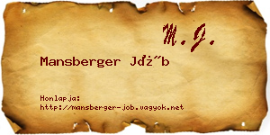 Mansberger Jób névjegykártya